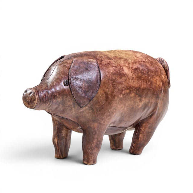 Mid-Century Modern Dimitri Omersa Mid Century English Leather Pig Ottoman For Sale - Image 3 of 9