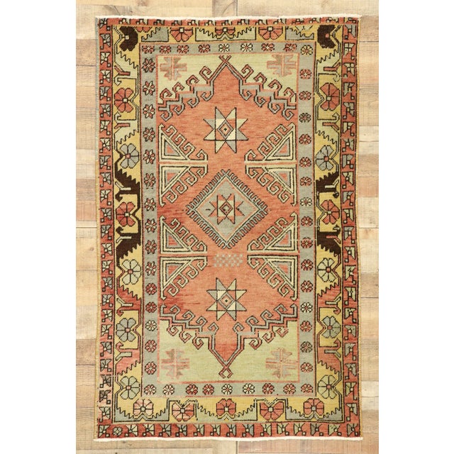 Red Vintage Turkish Oushak Rug - 03'05 X 05'04 For Sale - Image 8 of 9