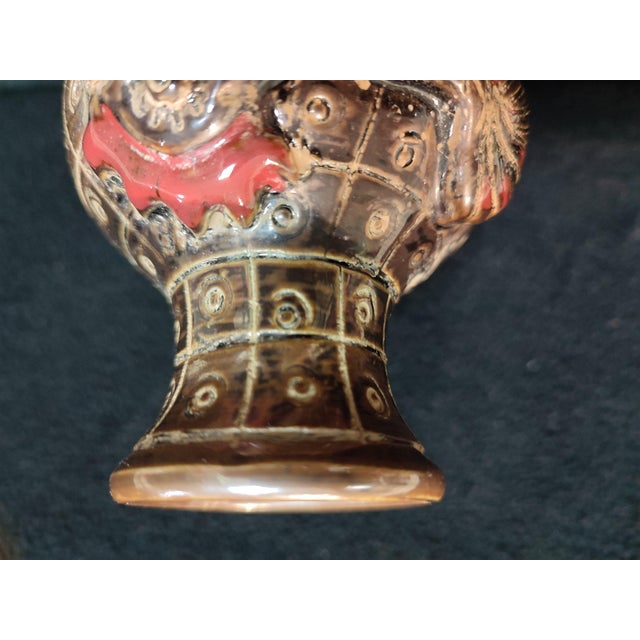 Ceramic Chinese Ceramic Vase,Brown Glaze Porcelain Vase Hand Carved Cock Pattern For Sale - Image 7 of 11
