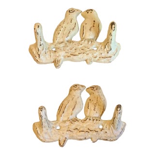 Mid 20th Century Iron Bird Wall Hooks, Set of 2 For Sale