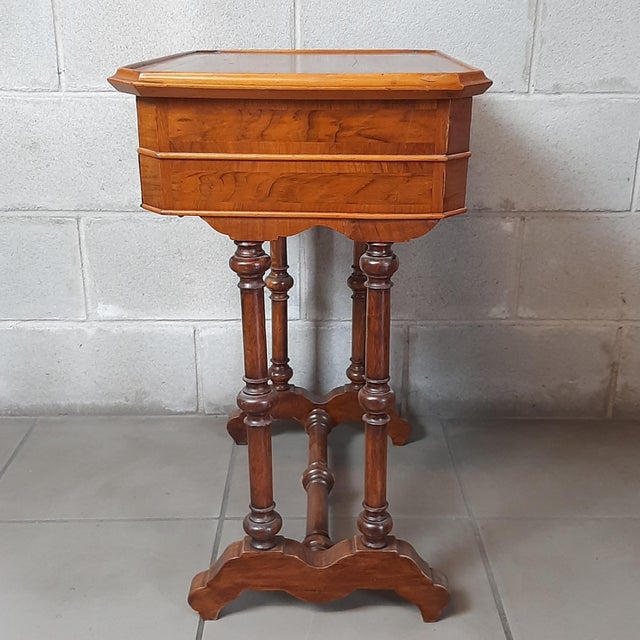 Wooden Work Table with Drawers and Mirror, 1900 For Sale - Image 4 of 17