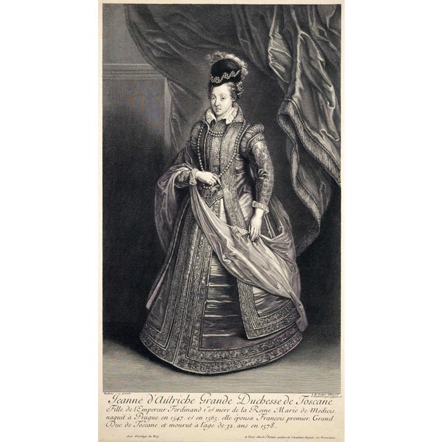 Gérard Edelinck, Joan of Austria, 1707, Copperplate Engraving For Sale - Image 4 of 4