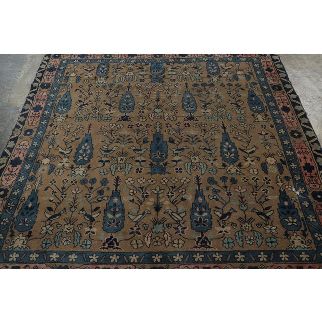 Textile Antique Chinese Ningxia Square Rug Pair With Flora & Fauna Play - Rug & Kilim For Sale - Image 7 of 9