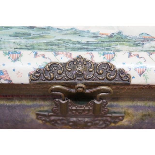 Antique Victorian Nautical Maritime Uss Maine Ship Photo Album Music Box 13" For Sale - Image 6 of 18