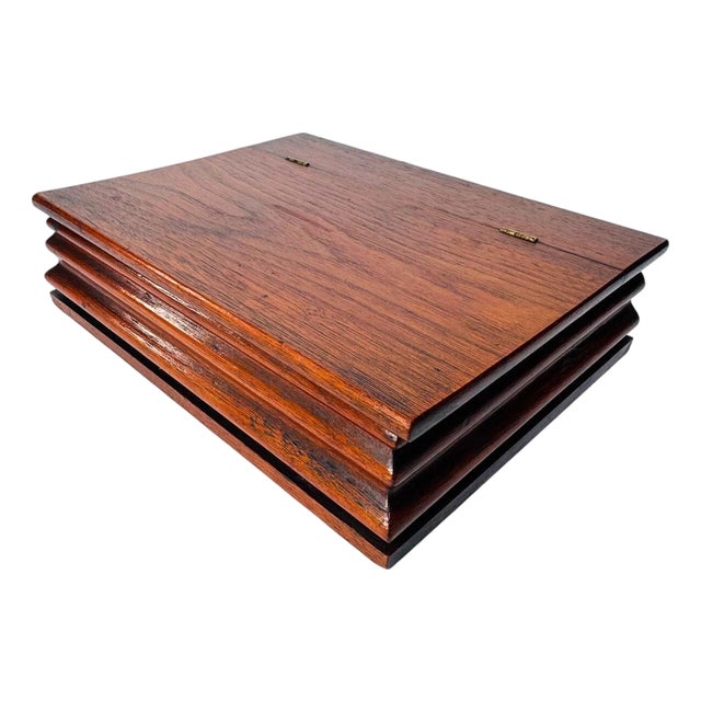 Vintage Hardwood Document Box With Hinged Lid For Sale