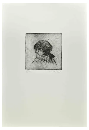 Enotrio Pugliese, Woman of Calabria, Etching, 1963