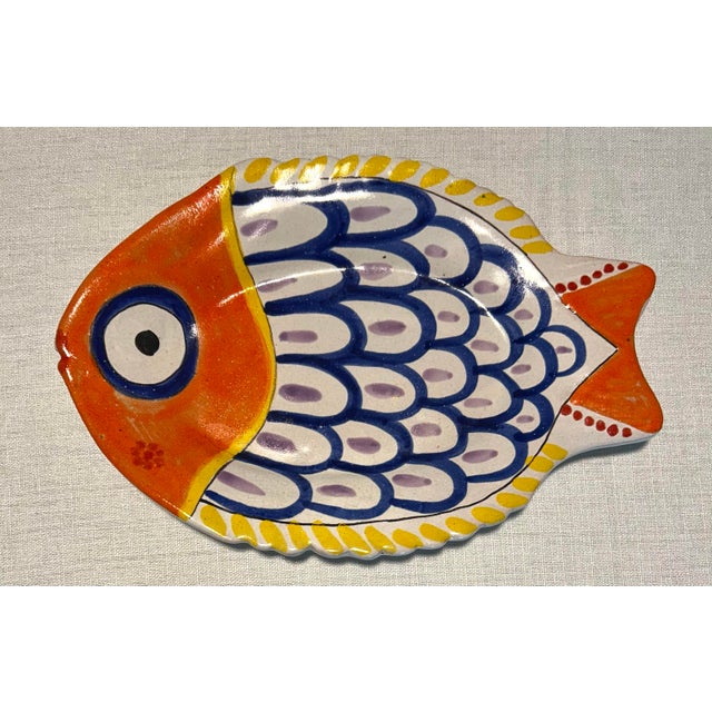 Mid-Century Modern MCM Italian Hand Painted Desimone Family of Ceramic Fish Plates For Sale - Image 3 of 8
