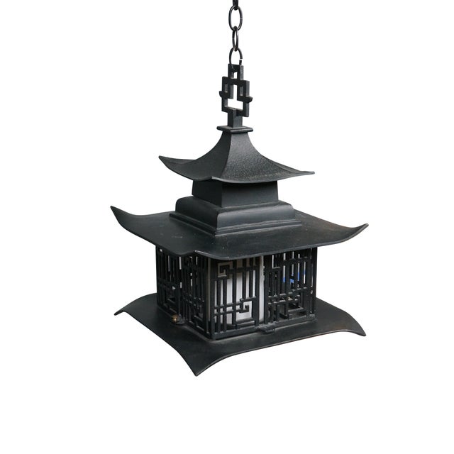 Mid-Century Modern 1960s Chinese Pagoda Hanging Lantern Pendant Light Chinoiserie Chandelier For Sale - Image 3 of 12