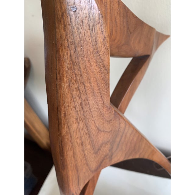 2 Feet Tall Modern Carved Wood Abstract Teakwood Figural Sculpture by Artist Cypen Lubitsh “Love Embraced” For Sale - Image 6 of 6