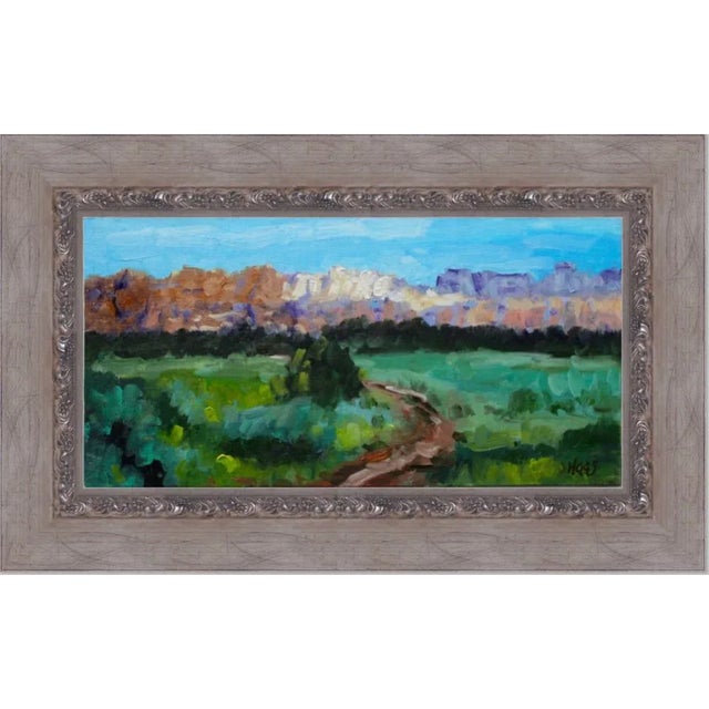 Green Modern Impressionist Zion Desert Landscape – Oil Painting For Sale - Image 8 of 9