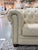 Ivory Top-Grain Leather Chesterfield Sectional Sofa With Deep Button Tufting & Nailhead Trim For Sale - Image 4 of 11