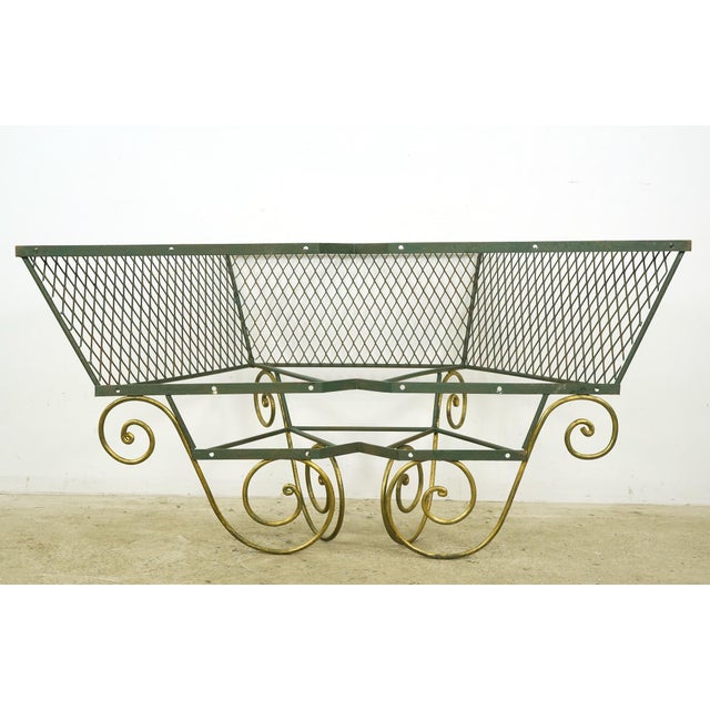 French 1940s Green & Gold Wrought Iron Console Base For Sale - Image 9 of 9