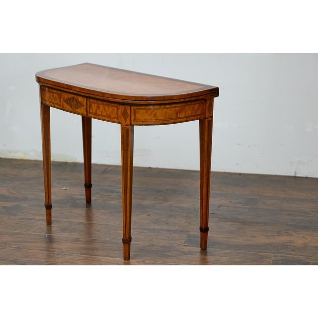 English 19th Century Neoclassical Demi-Lune Game Table with Inlaid Apron For Sale - Image 12 of 12