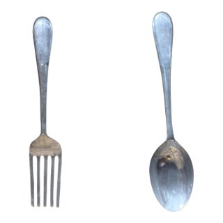 Oversize Aluminum Spoon and Fork Curtis Jere Pop Art Wall Sculpture For Sale
