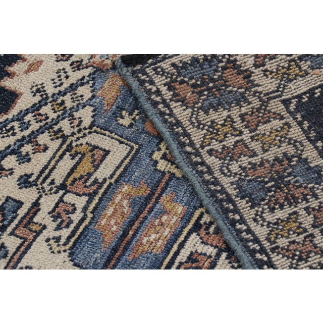 Textile Rug & Kilim’s Modern Caucasian Rug in Blue With Geometric Patterns & Medallions For Sale - Image 7 of 7