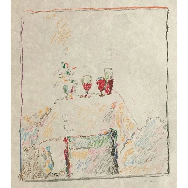 Marko CELEBONOVIC Still Life / Table with Wine 1975 lithograph on Japan paper signed in pencil 29.5 x 21.3 in illustration...