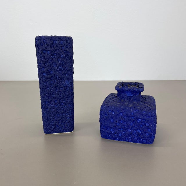 Abstract Colorful Pottery Blue Vase from Silberdistel, W. Germany, 1970s For Sale - Image 12 of 18