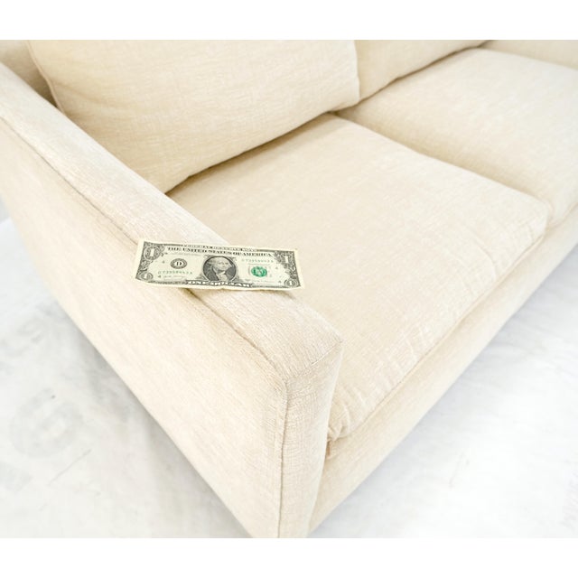 Beige Custom Design Mid-Century Modern Beige Upholstery Box Shape Sofa Mint! For Sale - Image 8 of 18
