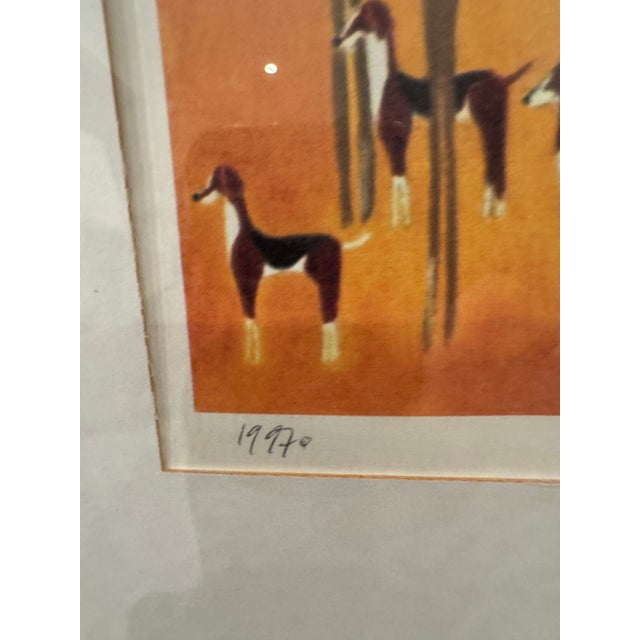 Paper Vintage Signed Jonathan Hallgrey Limited-Edition Equestrian Print, the Seven Hunters, 1997 For Sale - Image 7 of 7