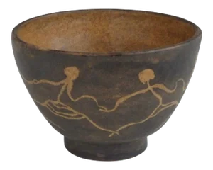 Rozsika Blackstone Female Figure Sgraffito Design Pottery Bowl