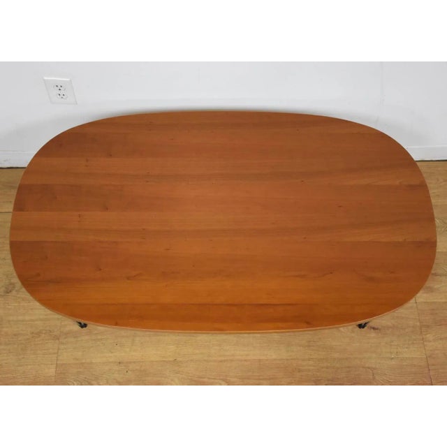 Mid-Century Modern 1980s Cherry and Chrome Oval Coffee Table For Sale - Image 3 of 9