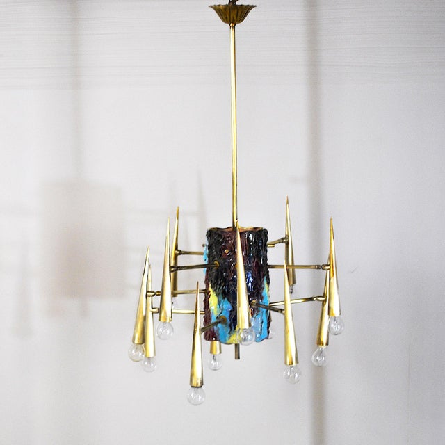 Chandelier Sculpture with Adjustable Diffuser by Leonardi Leoncillo for Lumi, 1952 For Sale - Image 10 of 18