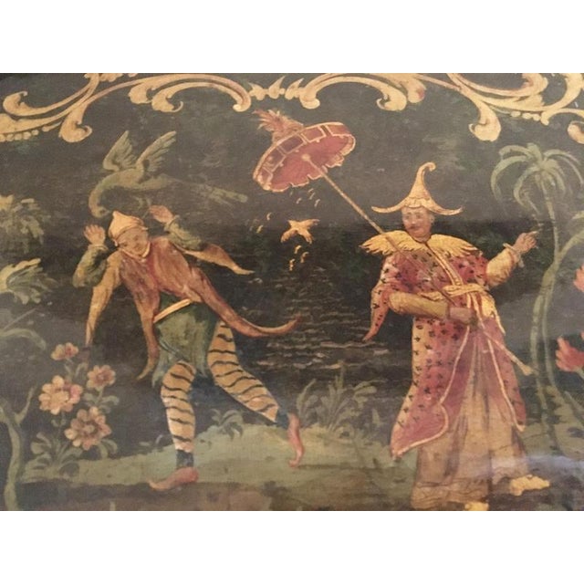 Forest Green Venezia Green Lacquered Wooden Tray with Chinese Figures For Sale - Image 8 of 18