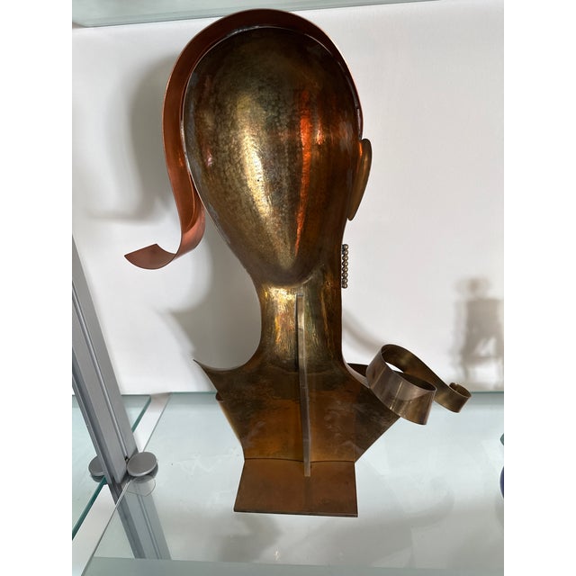 Metal Karl Schmidt Art Deco Austrian Bust After Hagenauer For Sale - Image 7 of 9