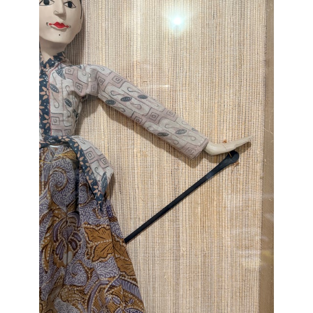 Vintage Indonesian Wayang Golek Puppets in Shadow Box Frames, Pair For Sale - Image 9 of 18
