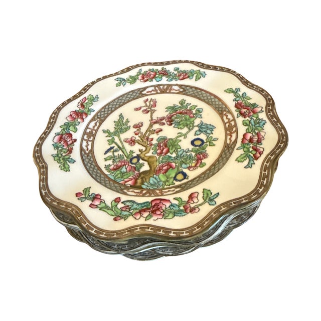 Set of Five Antique English Coalport Indian Tree Scalloped Luncheon Plates, Circa 1891–1919 For Sale In West Palm - Image 6 of 10