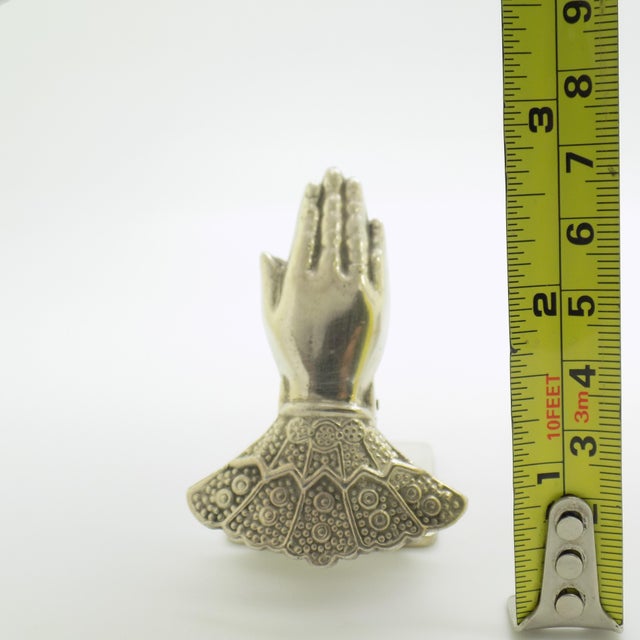 Vintage Italian Handmade Florentine Silver 800 Hand-Shaped Memo Holder Desk Clip, 1970s For Sale - Image 13 of 15