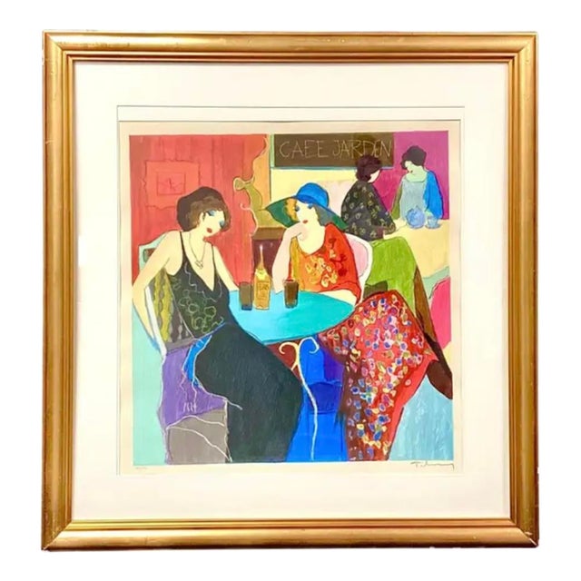 Itzchak Tarkay "Cafe Jarden" Serigraph For Sale
