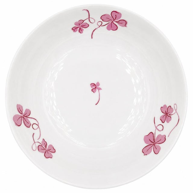 Ceramic Vintage D. Porthault Limoges Pink Tréfles Clover Bowl For Sale - Image 7 of 10