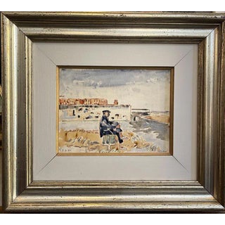 Tamburi, Old Man By The Sea, 1900s, Watercolor on Canvas, Framed For Sale