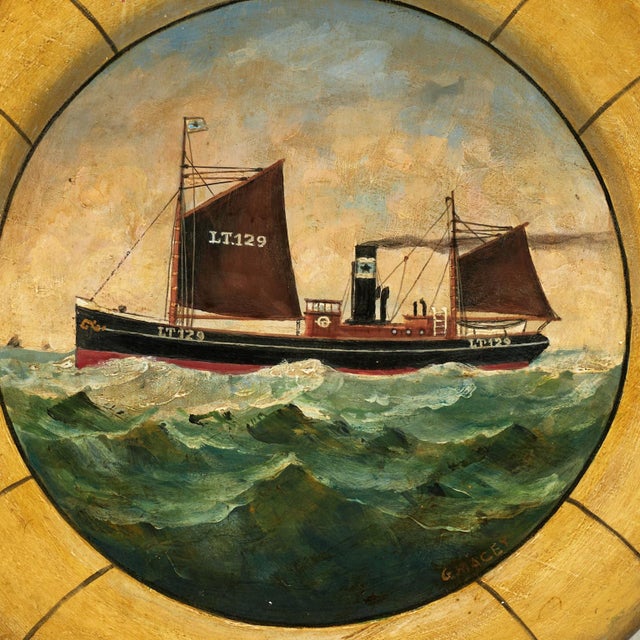English Painting of the S. S. Soltan Steamship Signed G. Macey For Sale In West Palm - Image 6 of 12