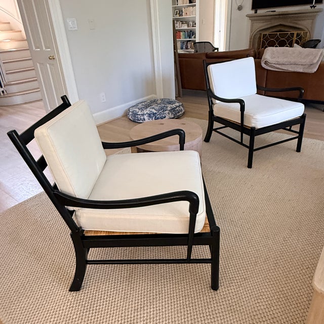 Pair of Large Scale Ladder Back Chairs A traditional ladder back is given a slightly less formal vibe with a rattan seat...