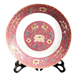 Chinese Ceramic Plate,Qianlong Marked Famille Rose Porcelain Plate Hand Painted Floral Patterns Pattern For Sale