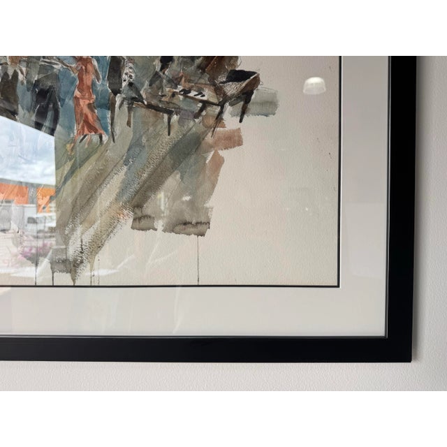 Wood Zygmund Jankowski American ( 1925-2009) "Jazz Musicians" Watercolor Painting For Sale - Image 7 of 9