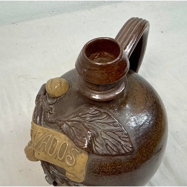 Antique Handmade Figural Calvados French Stoneware Pottery Decanter Flask For Sale - Image 15 of 15