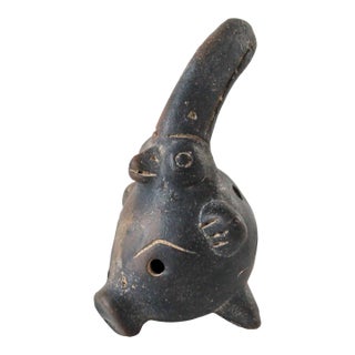 Pre-Columbian Style Ocarina Bird Animal Flute Clay Pottery Zoomorphic Multi Face For Sale