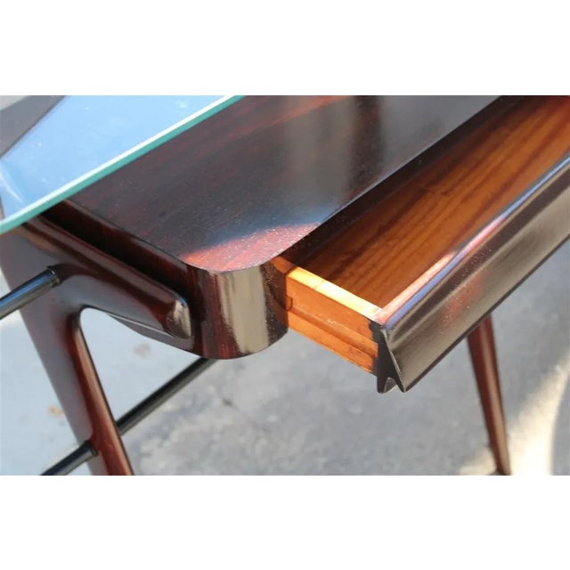 Minimalist Console with Mirror in Mahogany by Vittorio Dassi, Milan, 1950s For Sale - Image 12 of 18