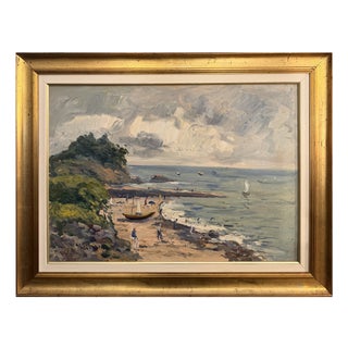 Balansino, Seascape with Figures, 1984, Oil on Panel, Framed For Sale