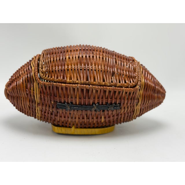 Brown Vintage Wicker Football Basket For Sale - Image 8 of 9