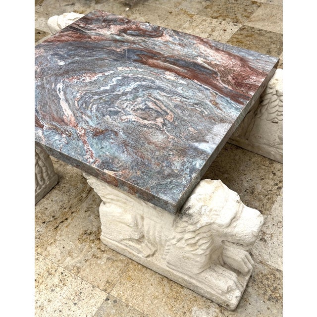 Monumental Italian Florentine Lion Coffee Table with Breccia Marble Top For Sale - Image 16 of 16