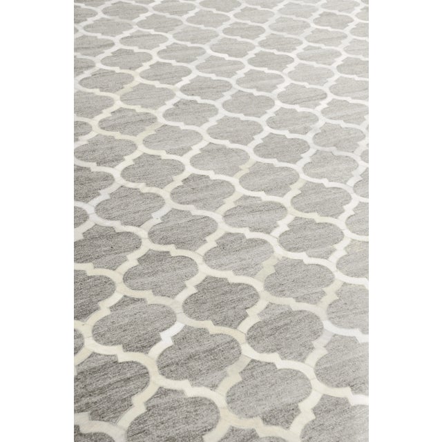 Dover Patchwork Leather Viscose Silver Ivory Rug - 11'6"x14'6" For Sale In Los Angeles - Image 6 of 7