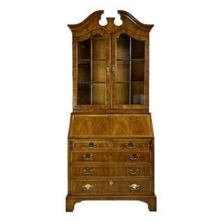 Vintage White Fine Furniture Chippendale Style Secretary Desk For Sale