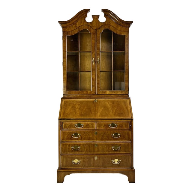 Vintage White Fine Furniture Chippendale Style Secretary Desk For Sale