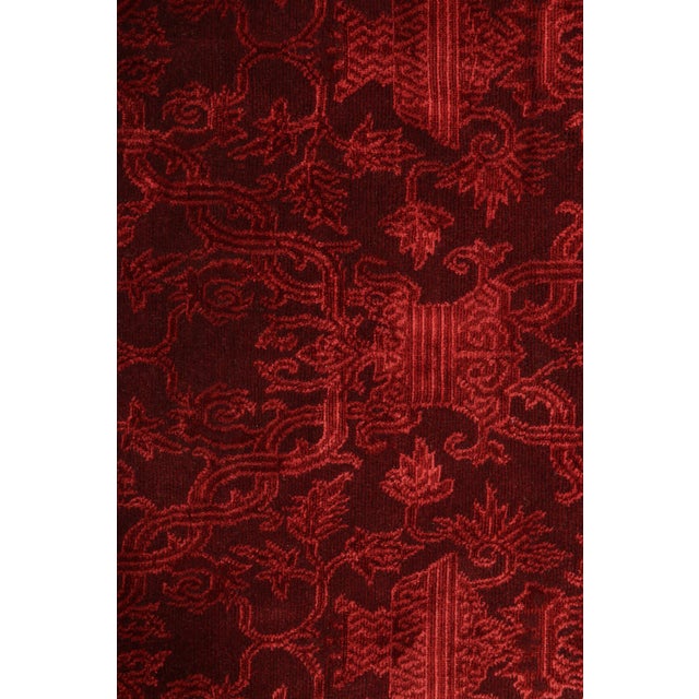 Traditional Rug & Kilim’s European Style Square Rug in Burgundy With Floral Patterns For Sale - Image 3 of 7