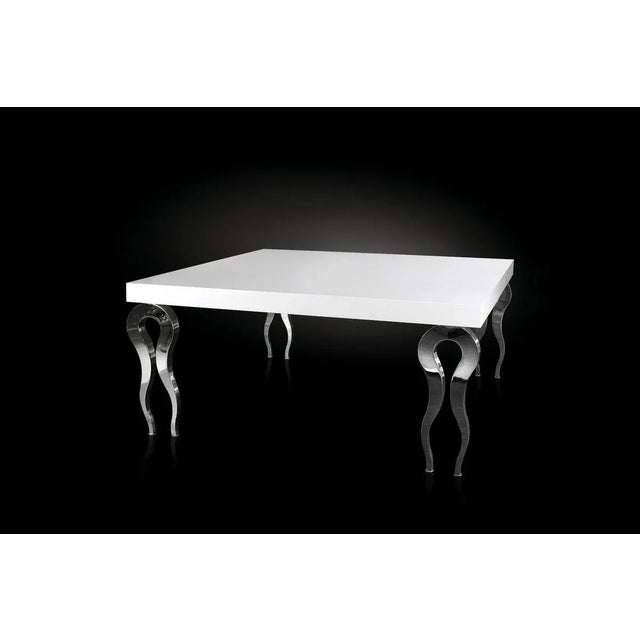 Large Italian Square Table Silhouette in Wood and Steel from VGnewtrend, in New conditions. Designed from 2000