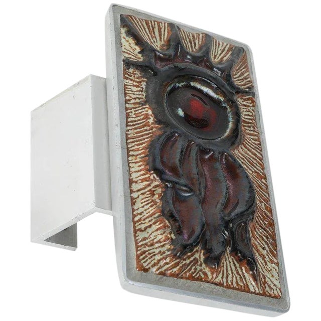 Mid Century Vintage Juliette Belarti Belgian Tile Faced Entry Door Handle For Sale